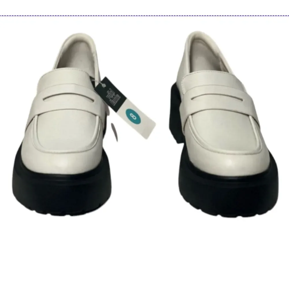 Wild Fable Chunky Platform Loafers White Black Lug Sole Shoes Size 8 & 11